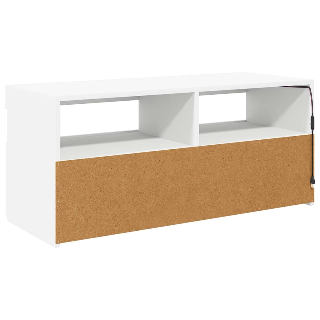 tv-skab med LED-lys 90x35x40 cm hvid