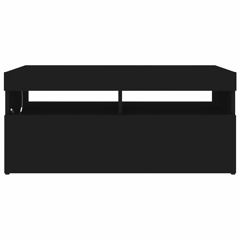 tv-bord med LED-lys 90x35x40 cm sort