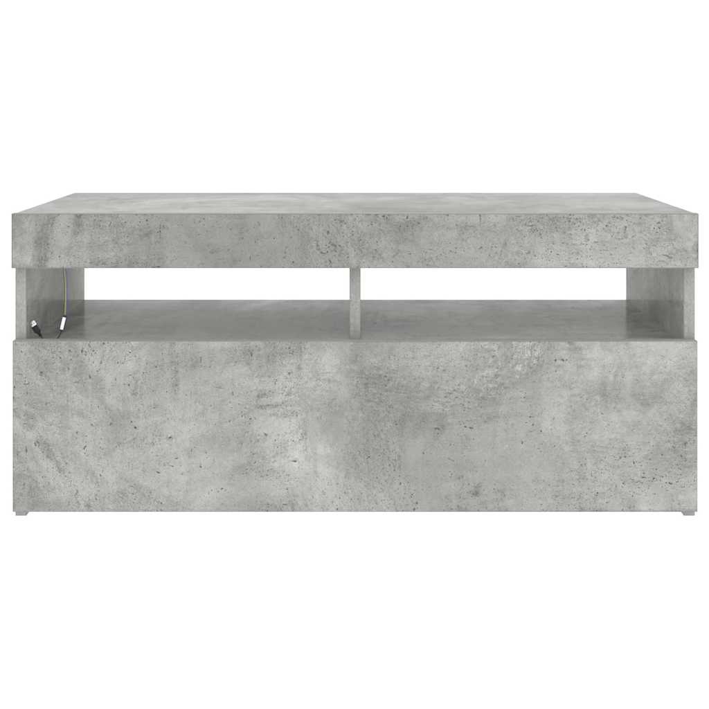 tv-bord med LED-lys 90x35x40 cm betongrå