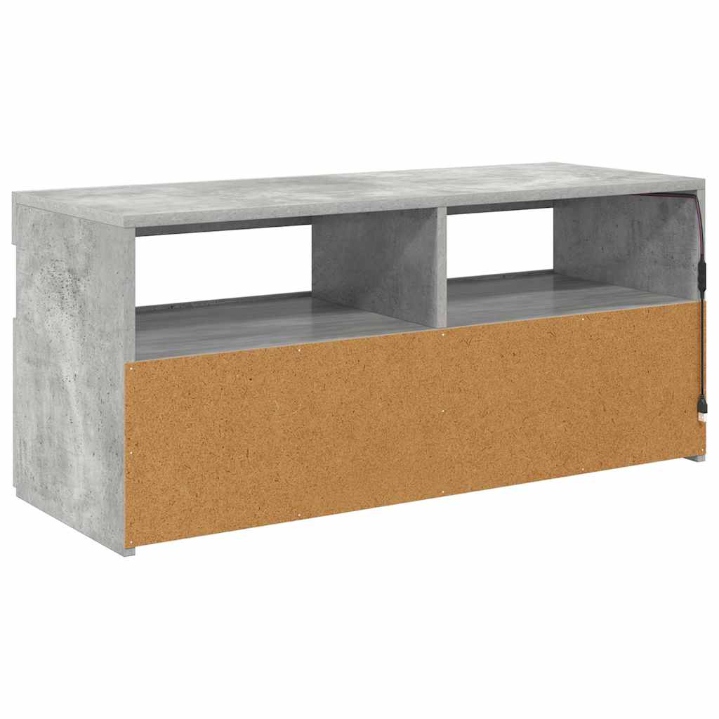 tv-bord med LED-lys 90x35x40 cm betongrå