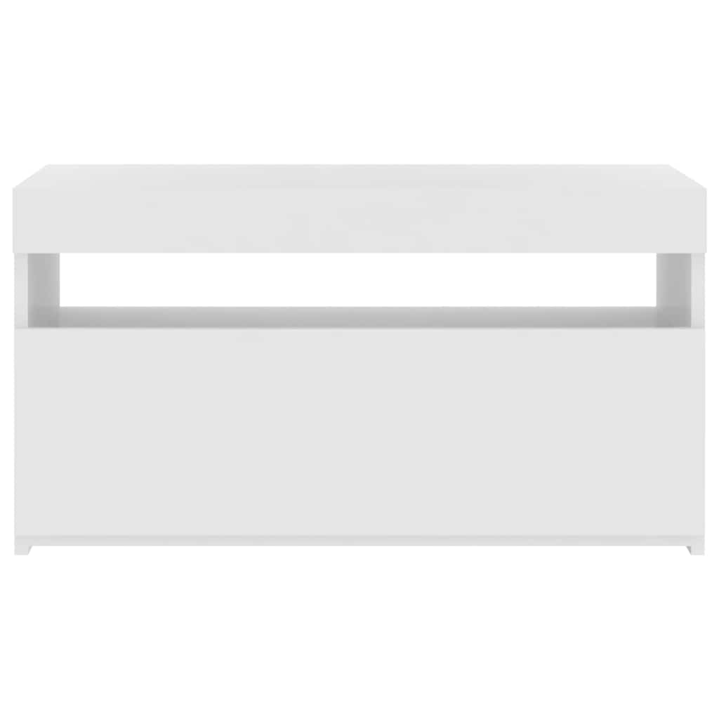 tv-bord med LED-lys 75x35x40 cm hvid