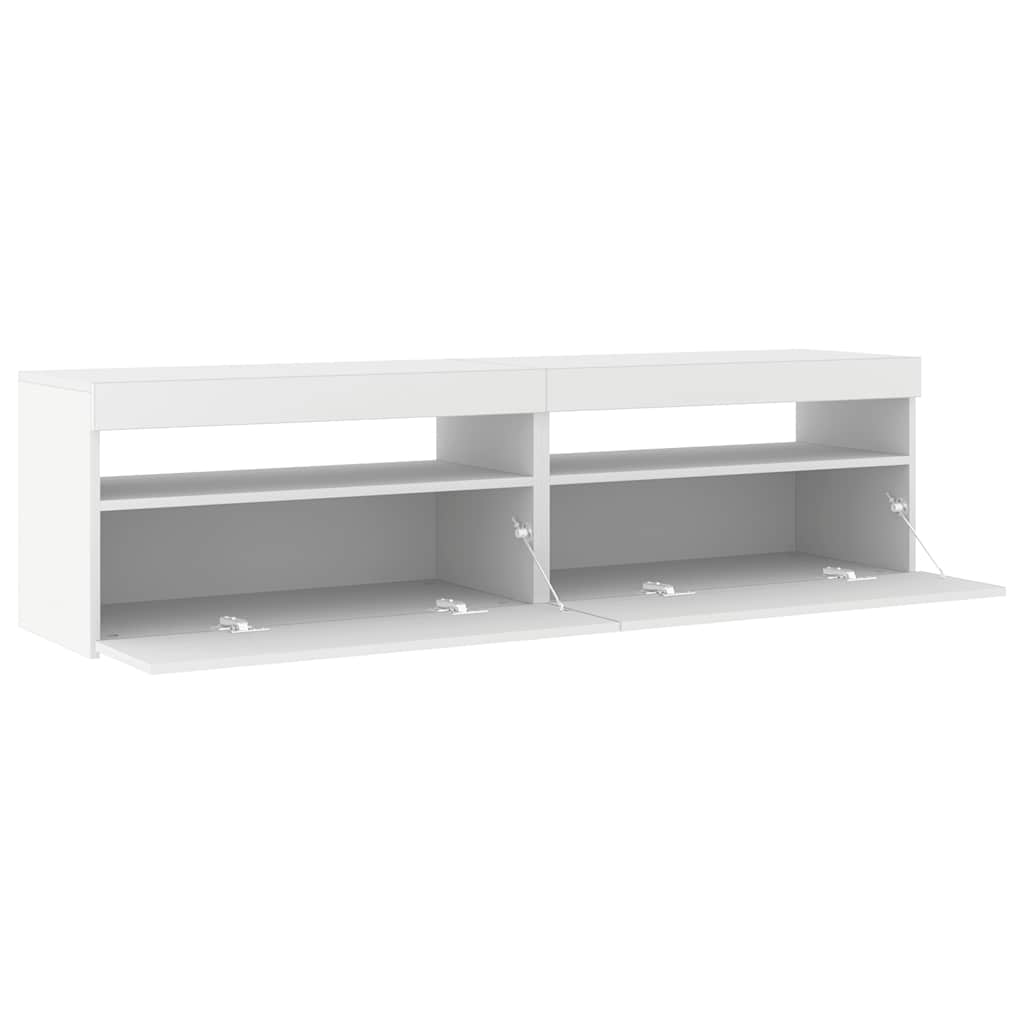 tv-borde 2 stk. med LED-lys 75x35x40 cm hvid
