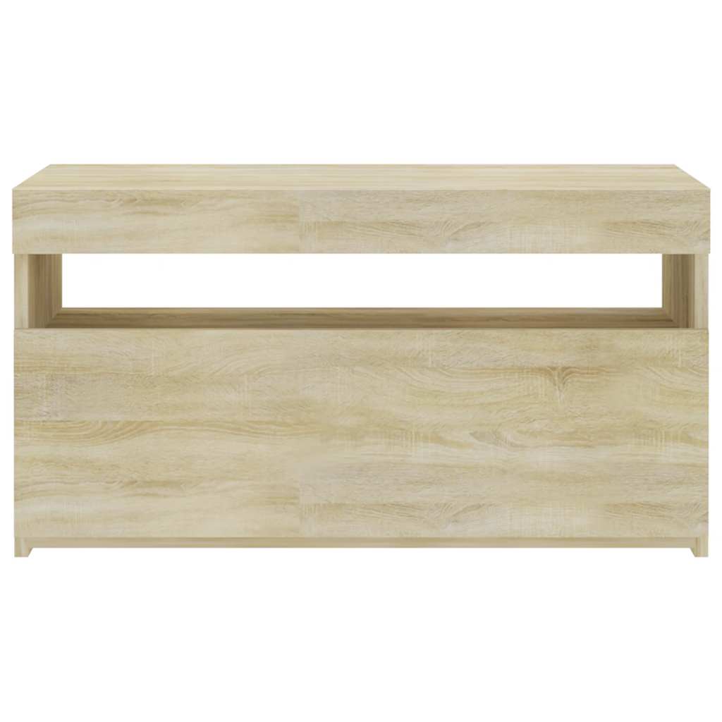 tv-bord med LED-lys 70x35x40 cm sonoma-eg