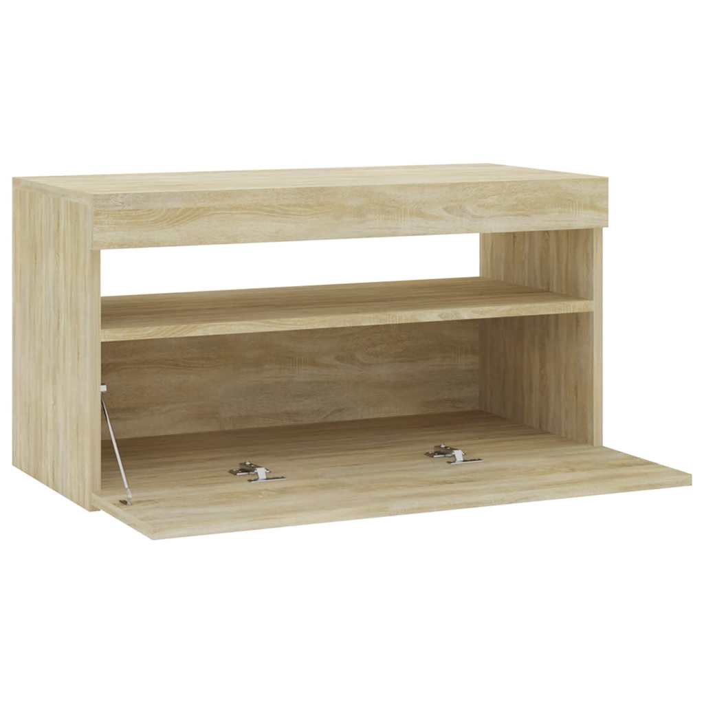 tv-bord med LED-lys 70x35x40 cm sonoma-eg