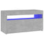tv-bord med LED-lys 75x35x40 cm betongrå