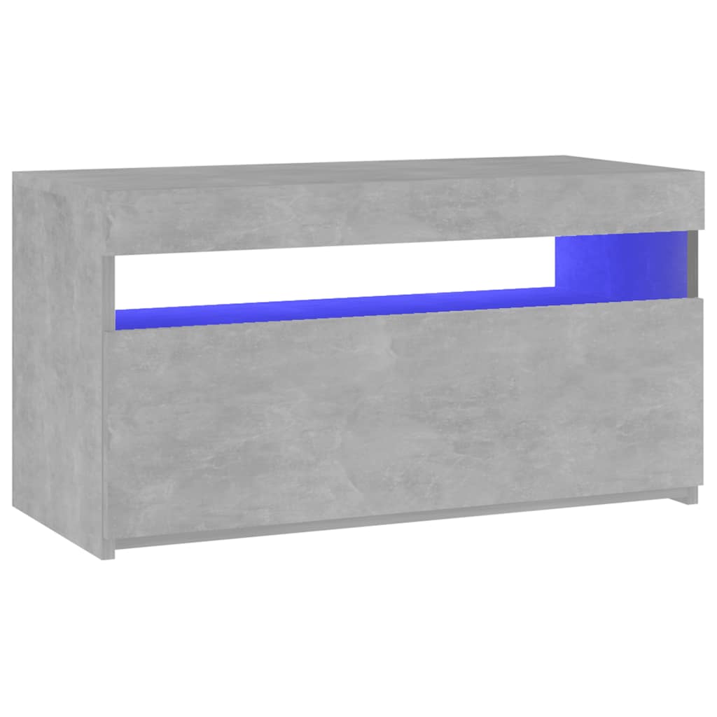 tv-bord med LED-lys 75x35x40 cm betongrå