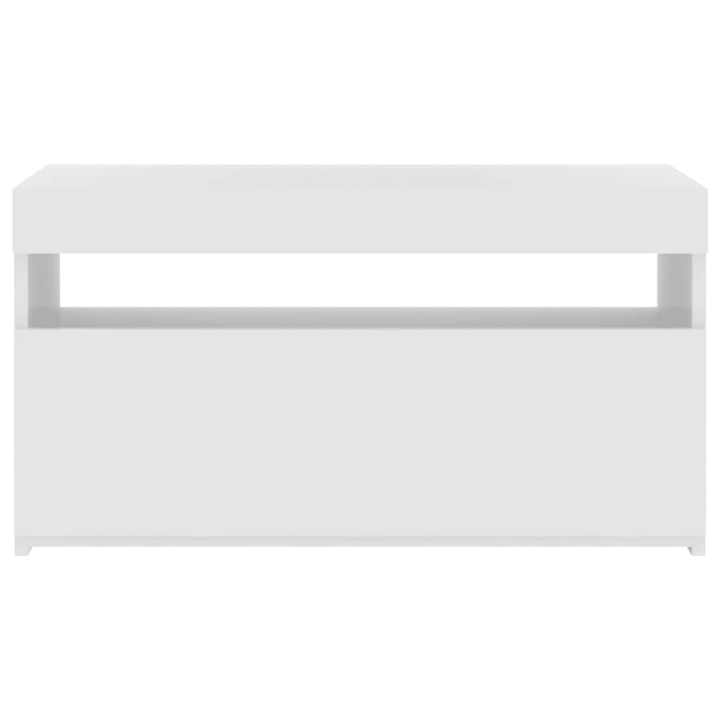 tv-bord med LED-lys 75x35x40 cm hvid højglans