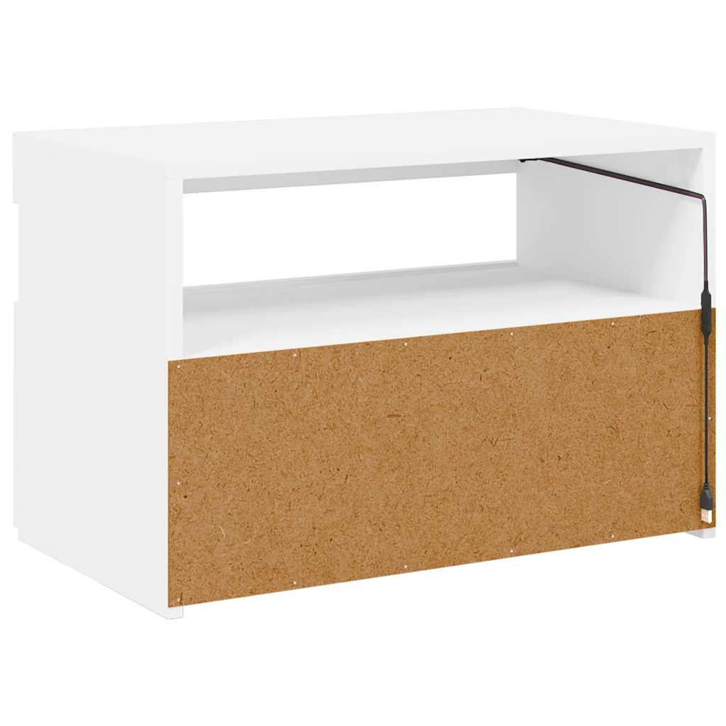 tv-bord med LED-lys 60x35x40 cm hvid