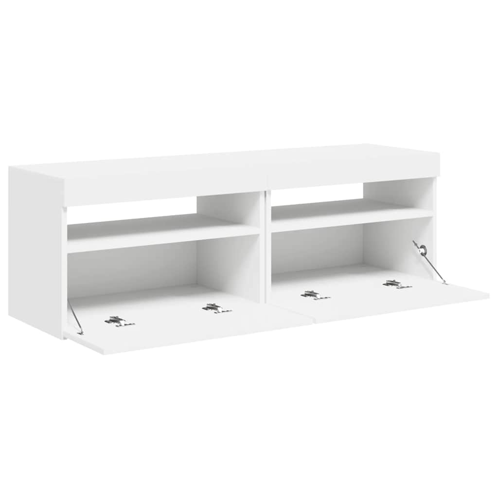tv-borde med LED-lys 2 stk. 60x35x40 cm hvid