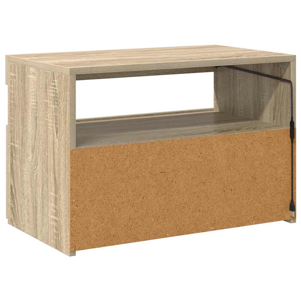 tv-bord med LED-lys 60x35x40 cm sonoma-eg