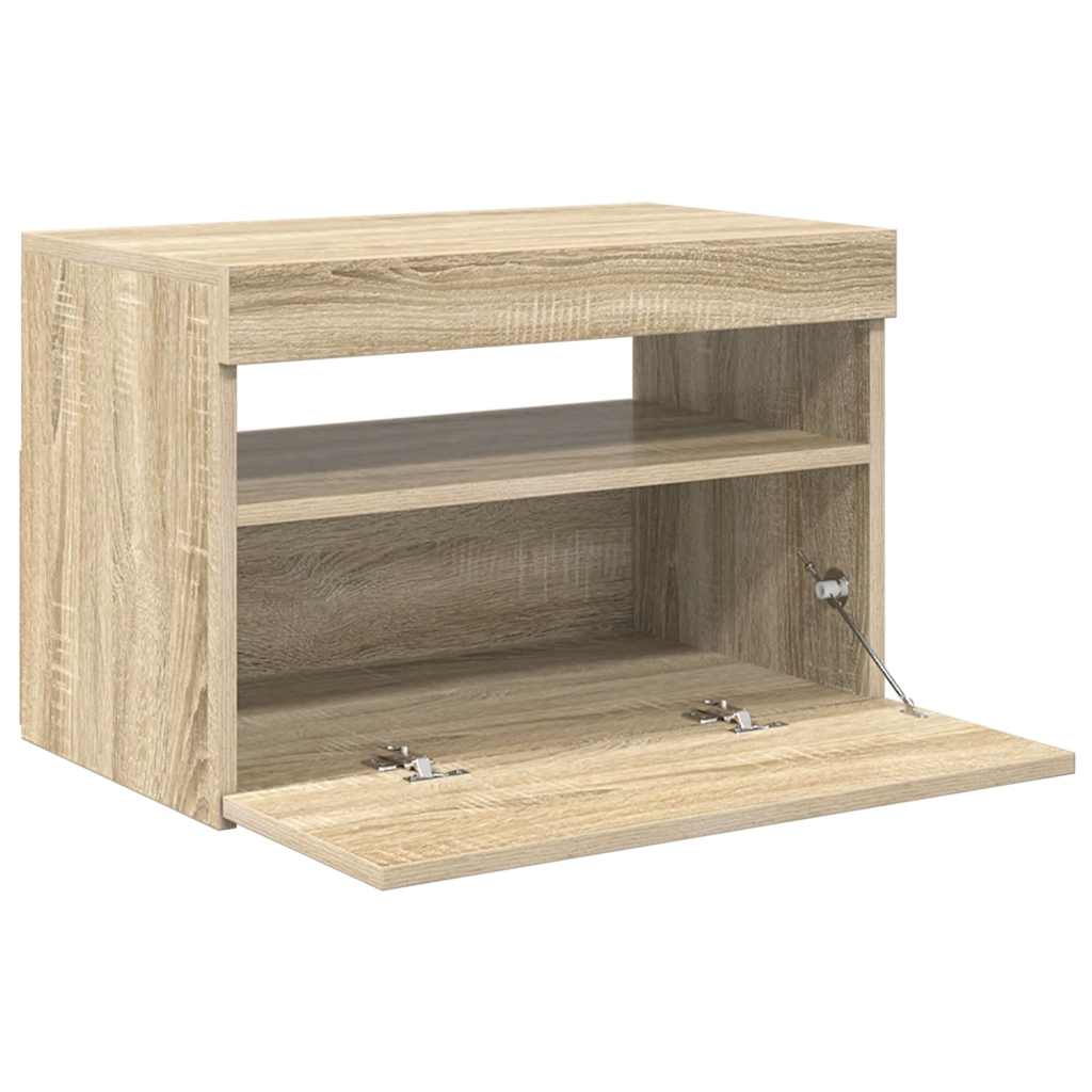 tv-bord med LED-lys 60x35x40 cm sonoma-eg
