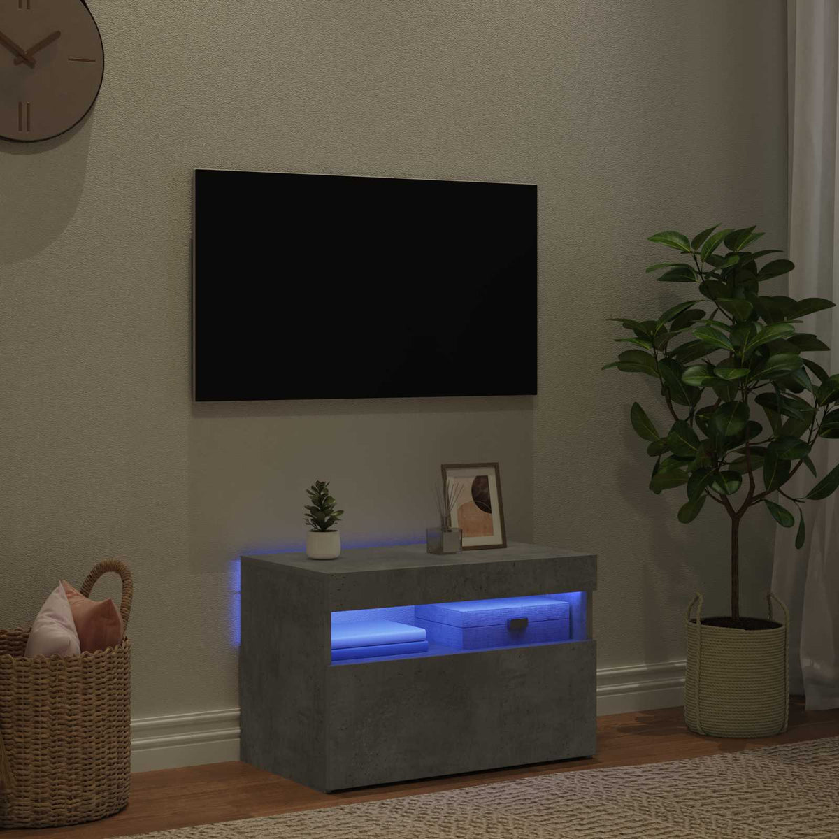 tv-borde med LED-lys 2 stk. 60x35x40 cm betongrå