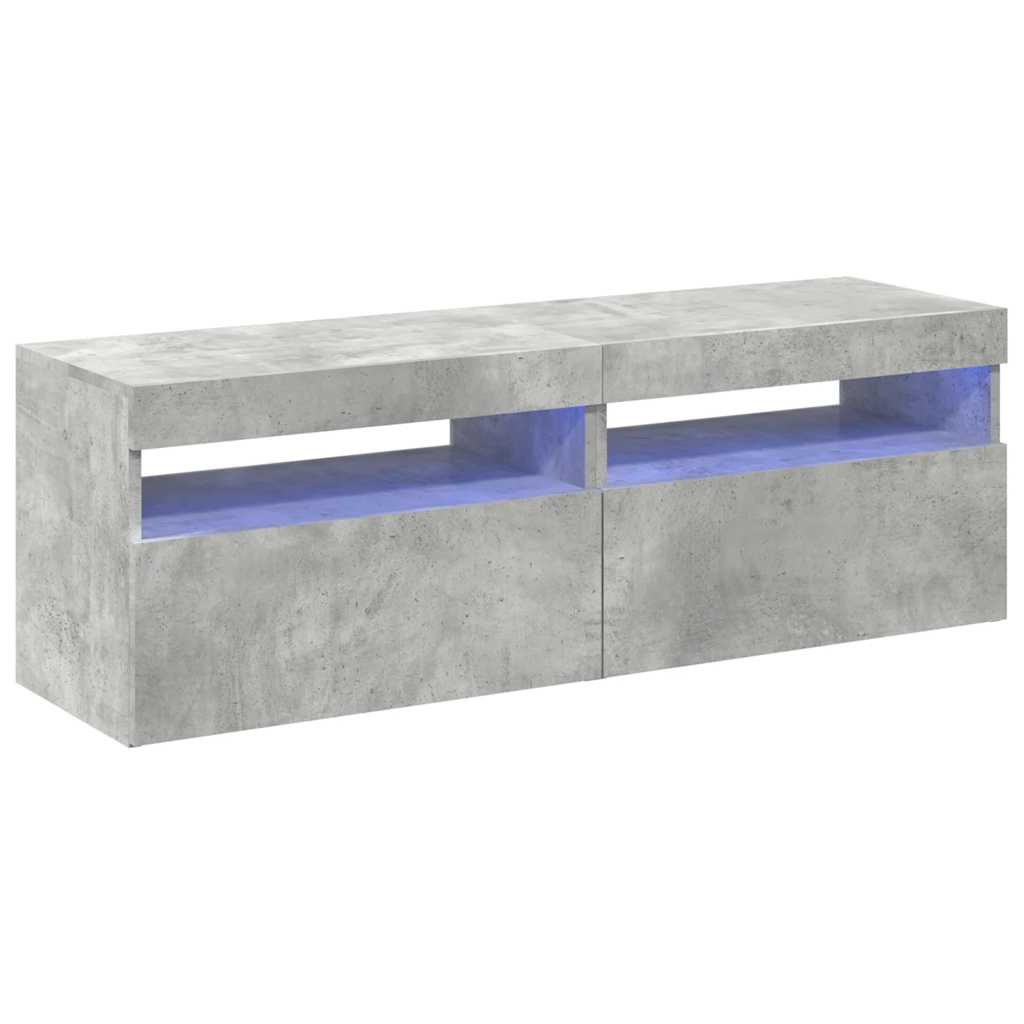tv-borde med LED-lys 2 stk. 60x35x40 cm betongrå