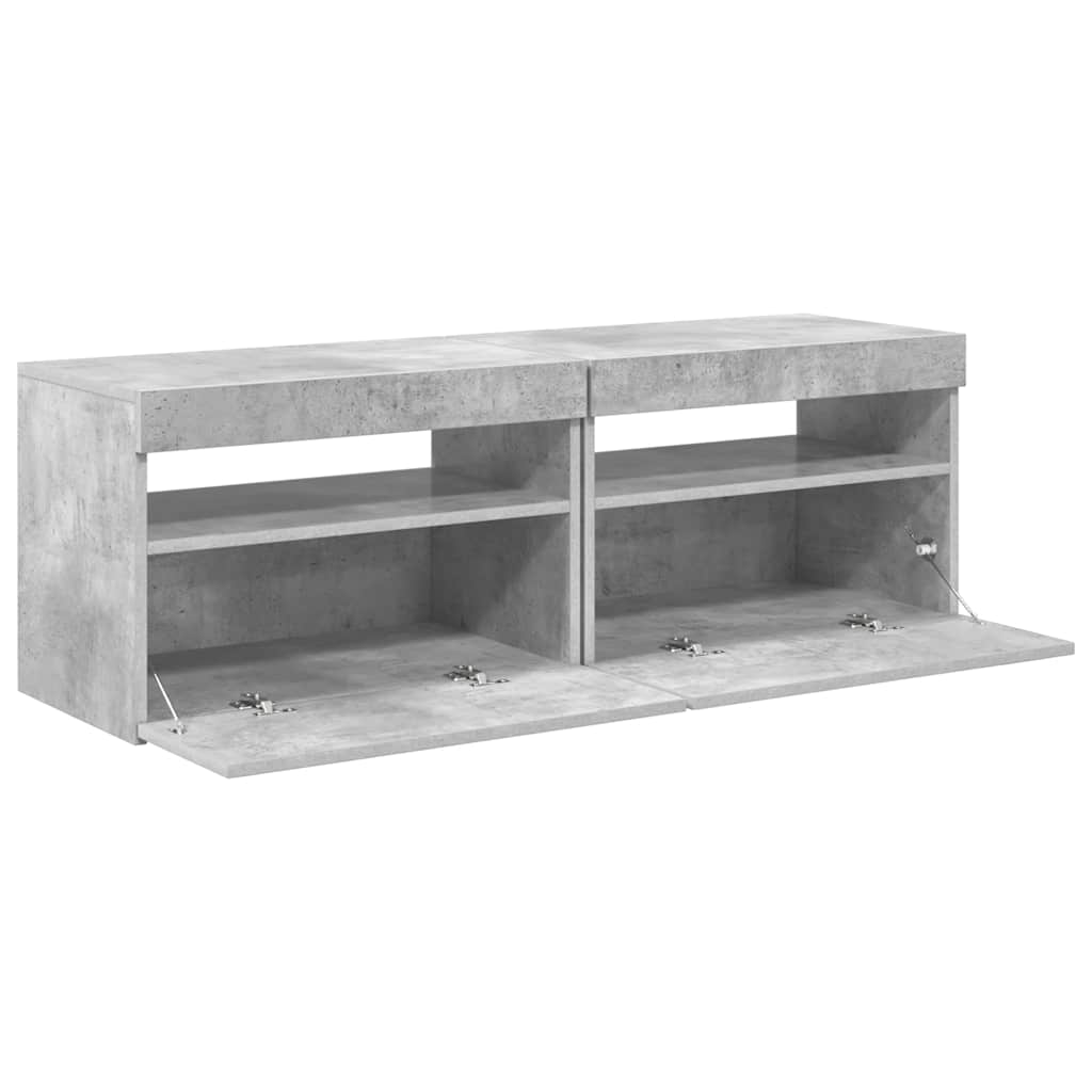 tv-borde med LED-lys 2 stk. 60x35x40 cm betongrå