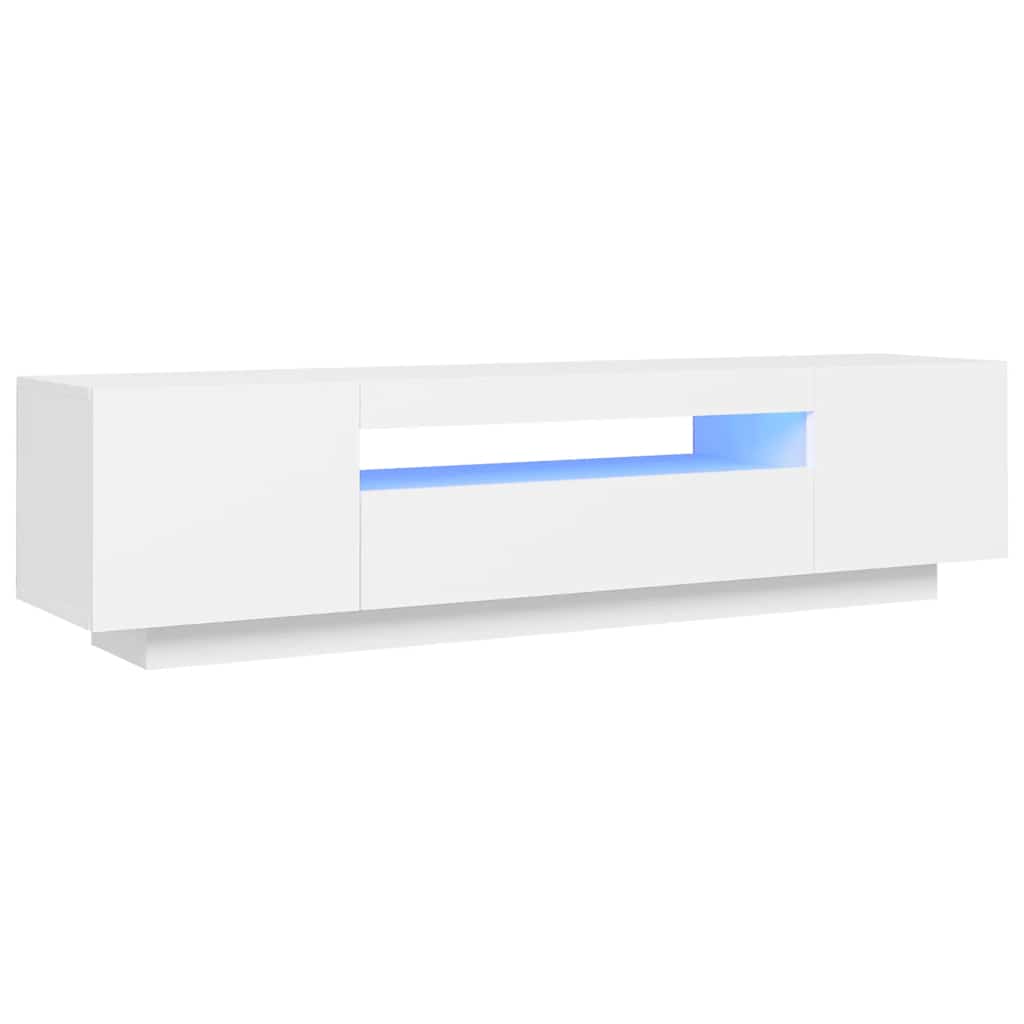 tv-skab med LED-lys 160x35x40 cm hvid