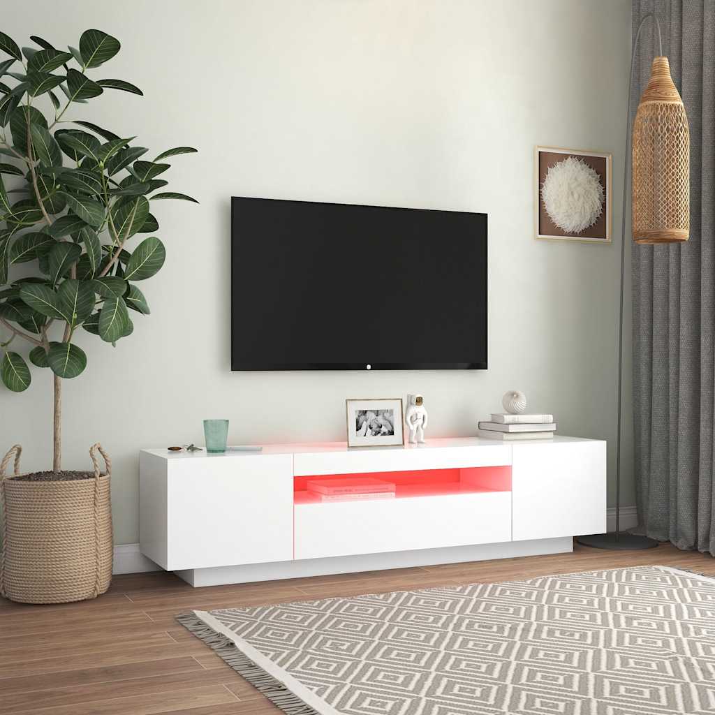 tv-skab med LED-lys 160x35x40 cm hvid