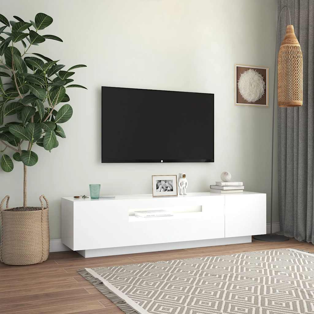 tv-skab med LED-lys 160x35x40 cm hvid