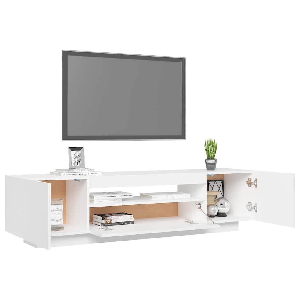 tv-skab med LED-lys 160x35x40 cm hvid