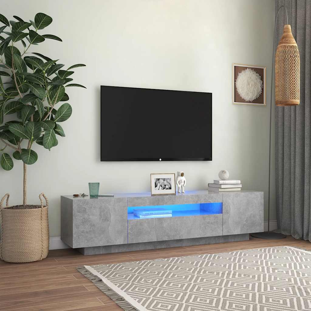 tv-skab med LED-lys 160x35x40 cm betongrå