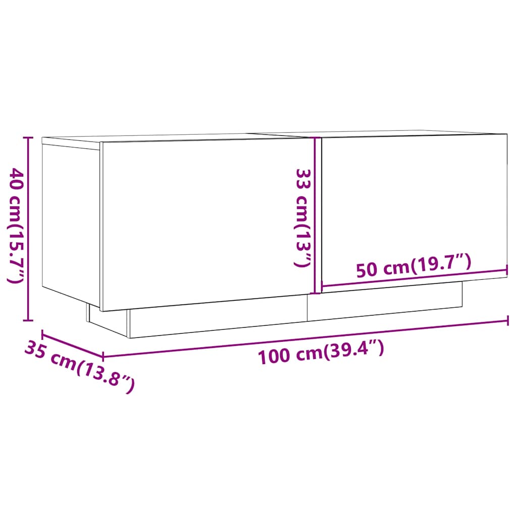 tv-bord 100x35x40 cm konstrueret træ sonoma-eg