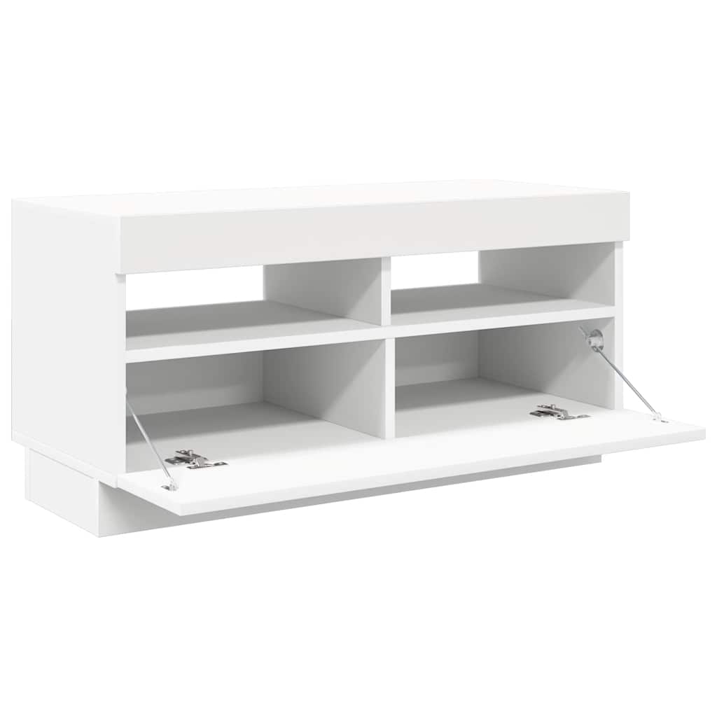 tv-skab med LED-lys 80x35x40 cm hvid