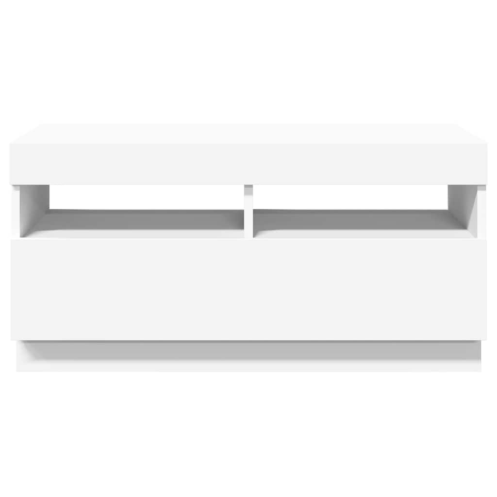 tv-skab med LED-lys 80x35x40 cm hvid