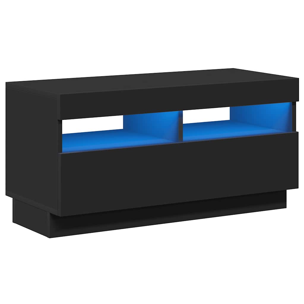 tv-bord med LED-lys 80x35x40 cm sort