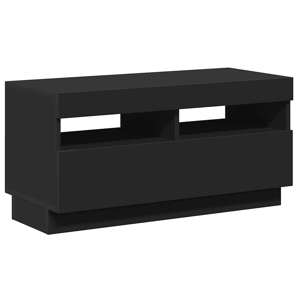 tv-bord med LED-lys 80x35x40 cm sort