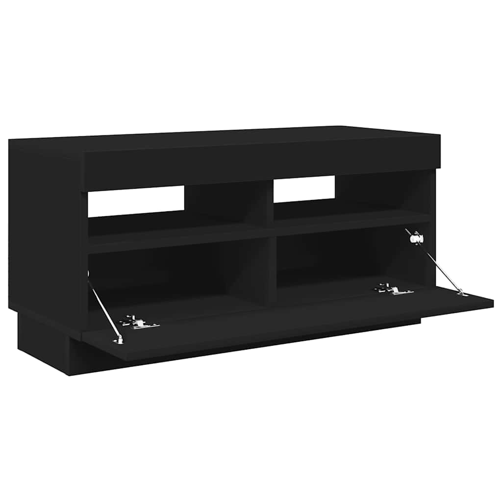 tv-bord med LED-lys 80x35x40 cm sort