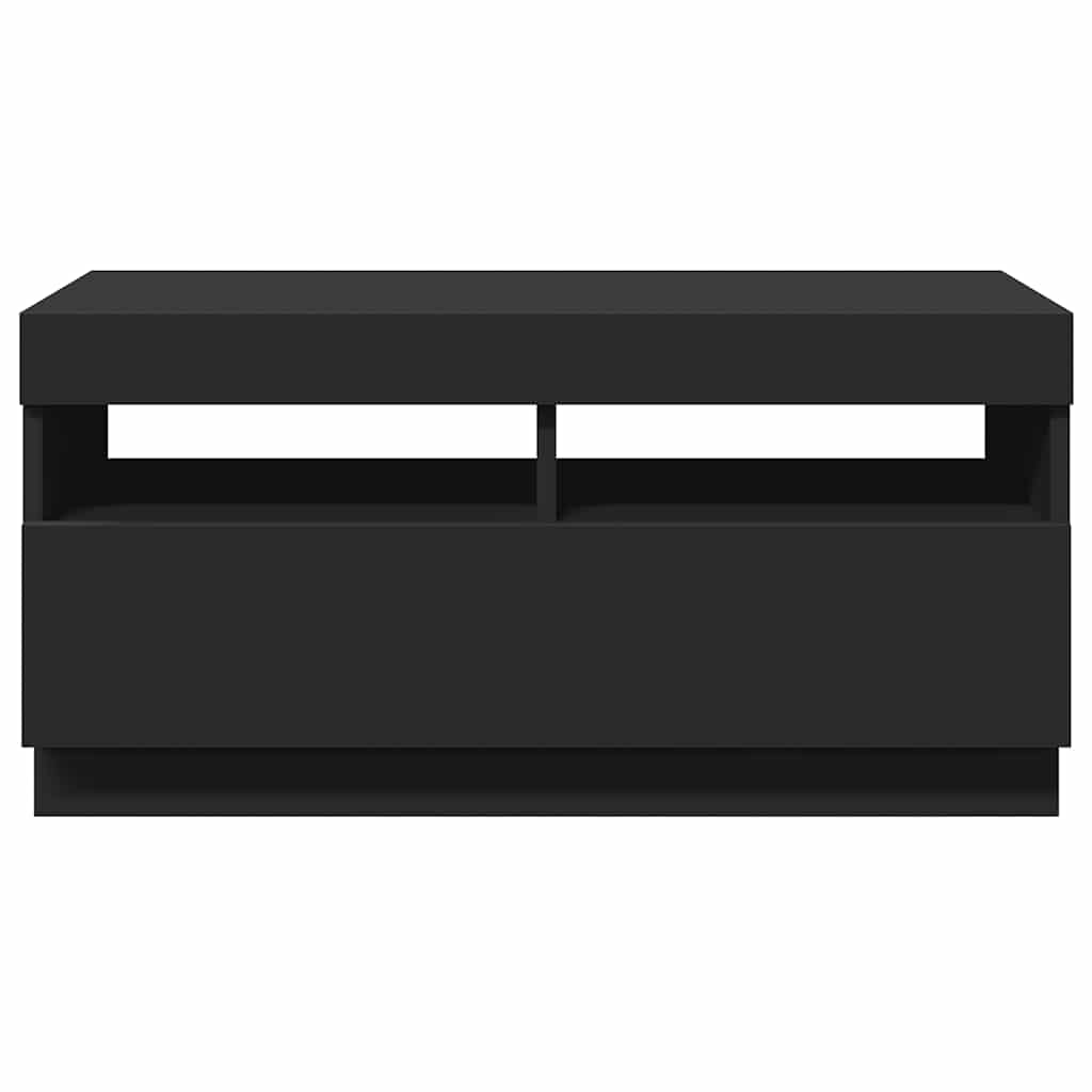 tv-bord med LED-lys 80x35x40 cm sort