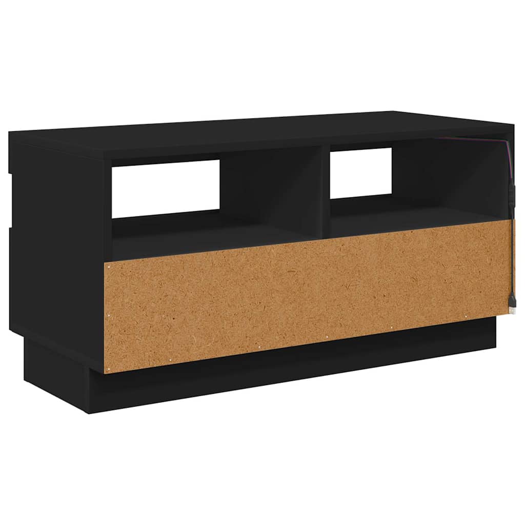 tv-bord med LED-lys 80x35x40 cm sort