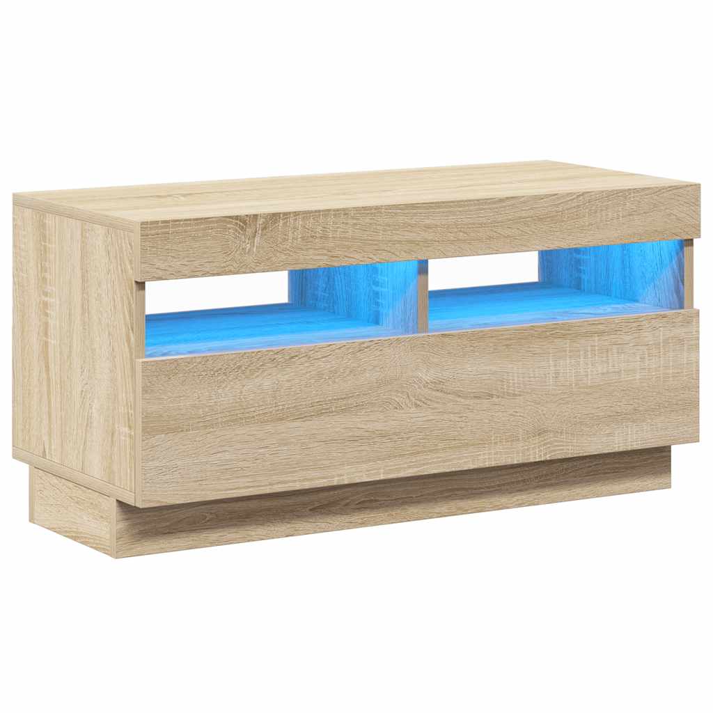 tv-bord med LED-lys 80x35x40 cm sonoma-eg