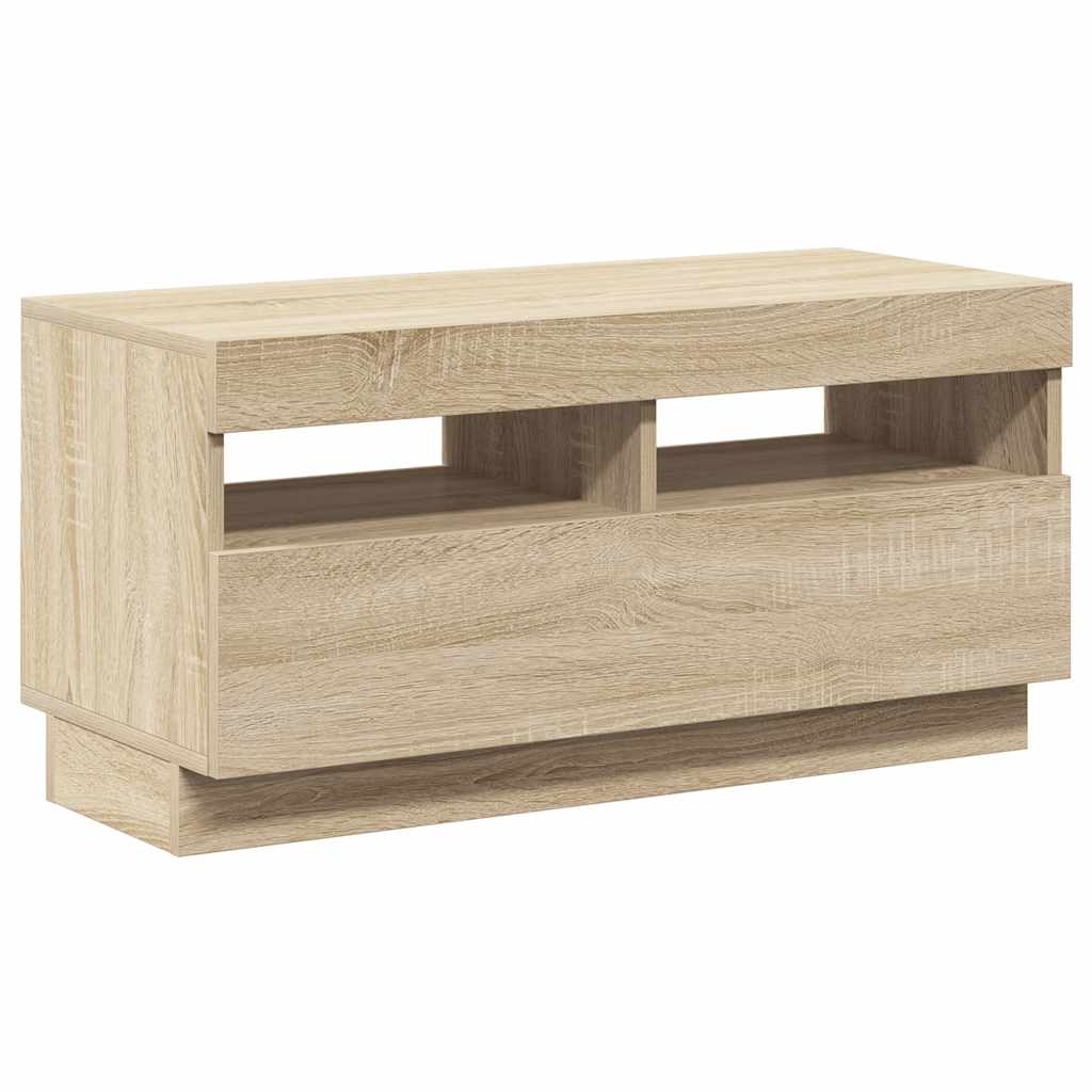 tv-bord med LED-lys 80x35x40 cm sonoma-eg