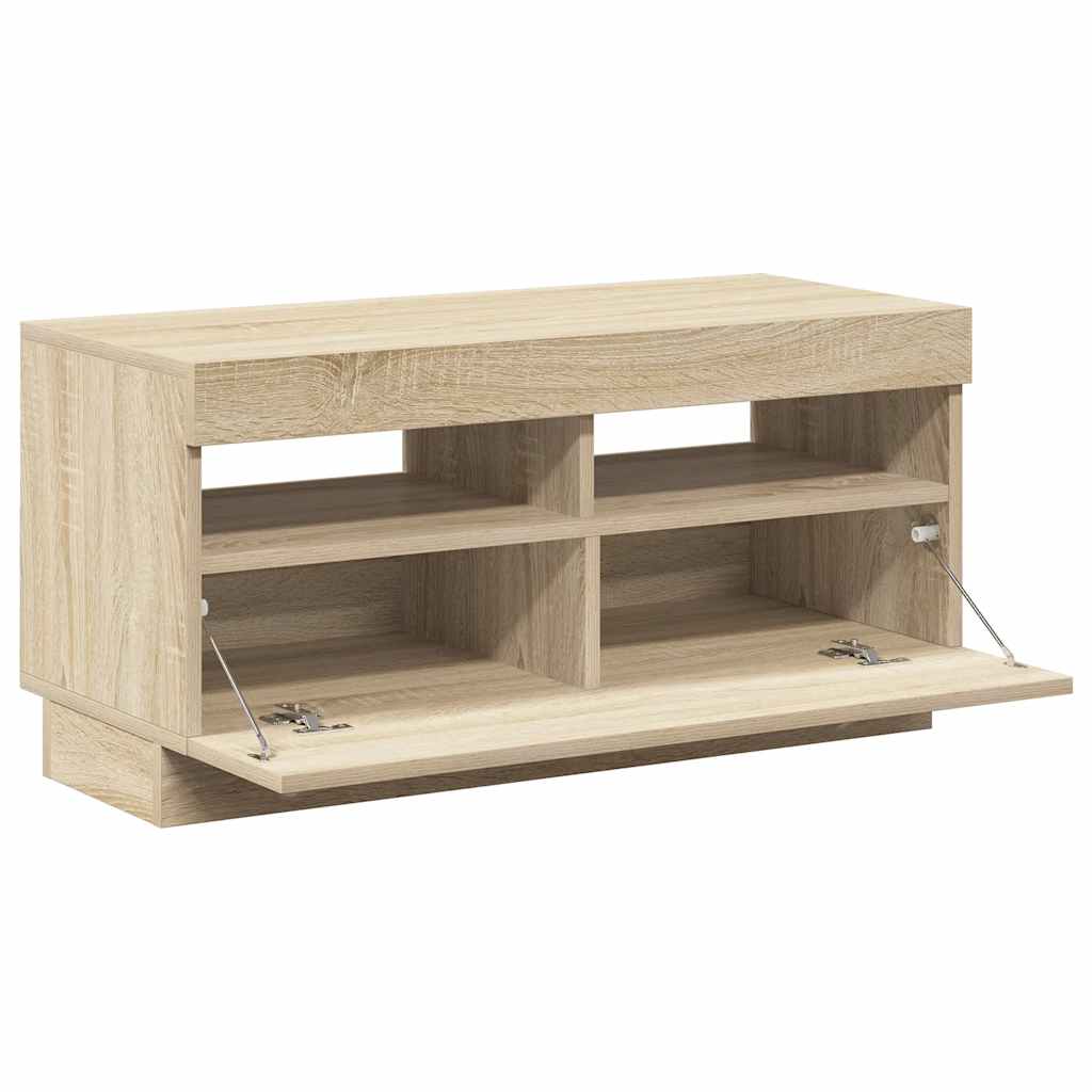 tv-bord med LED-lys 80x35x40 cm sonoma-eg