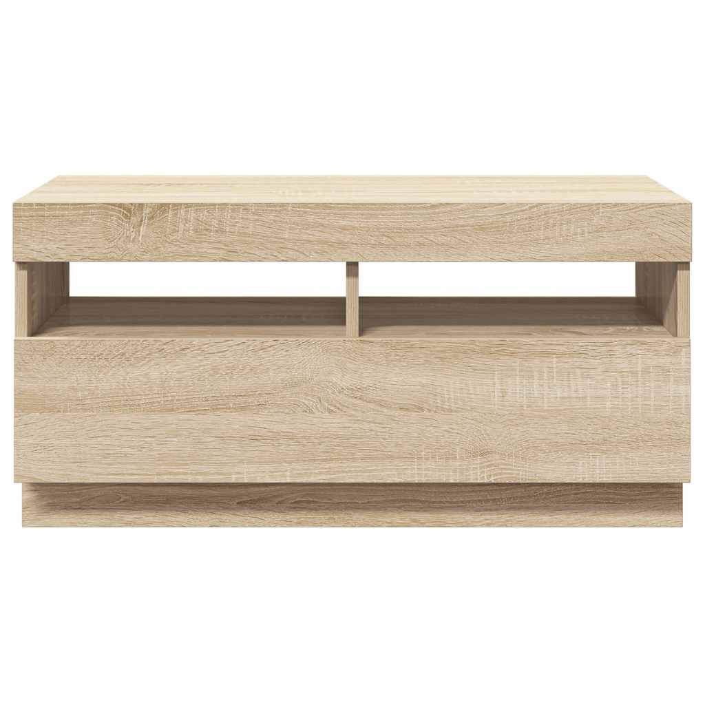 tv-bord med LED-lys 80x35x40 cm sonoma-eg