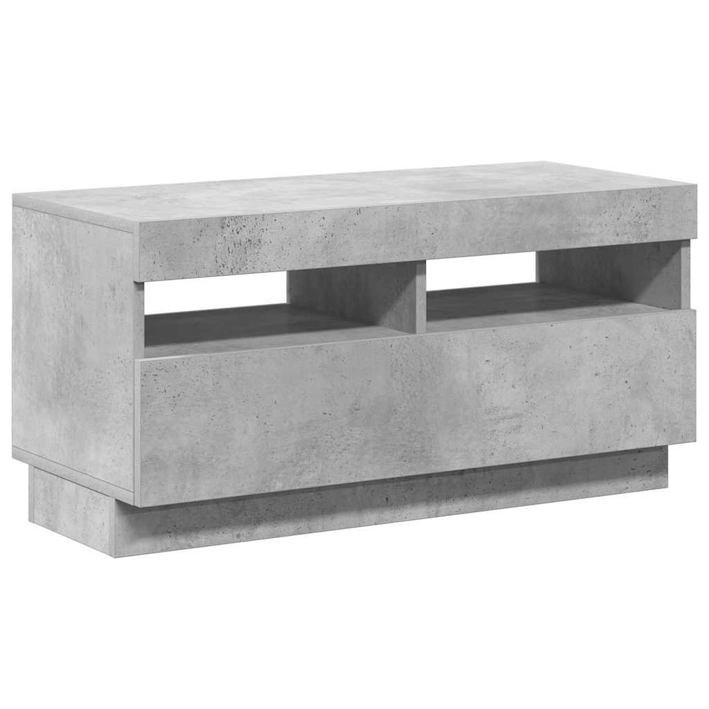 tv-bord med LED-lys 80x35x40 cm betongrå