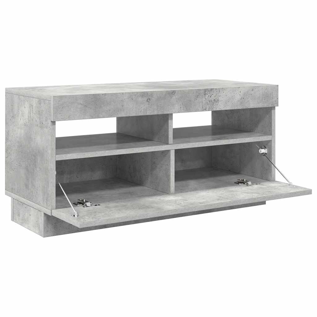 tv-bord med LED-lys 80x35x40 cm betongrå