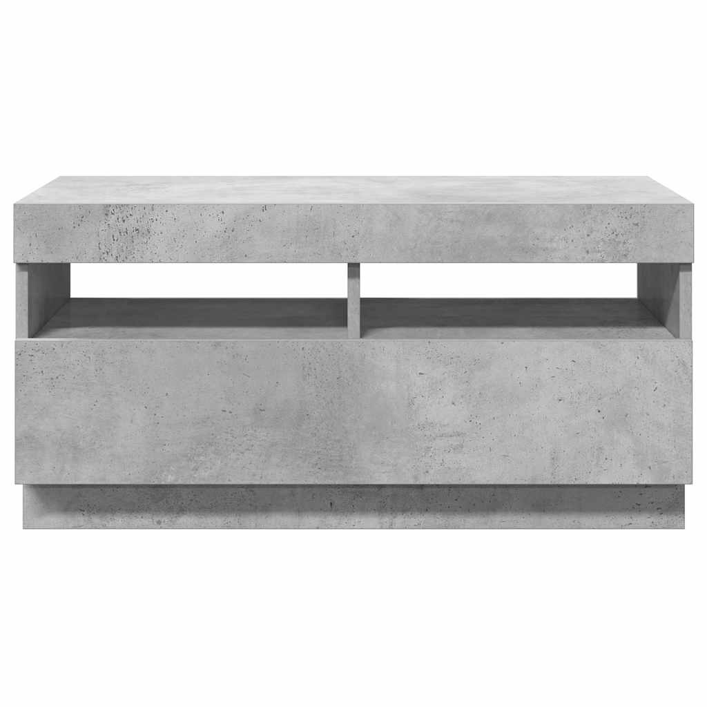 tv-bord med LED-lys 80x35x40 cm betongrå
