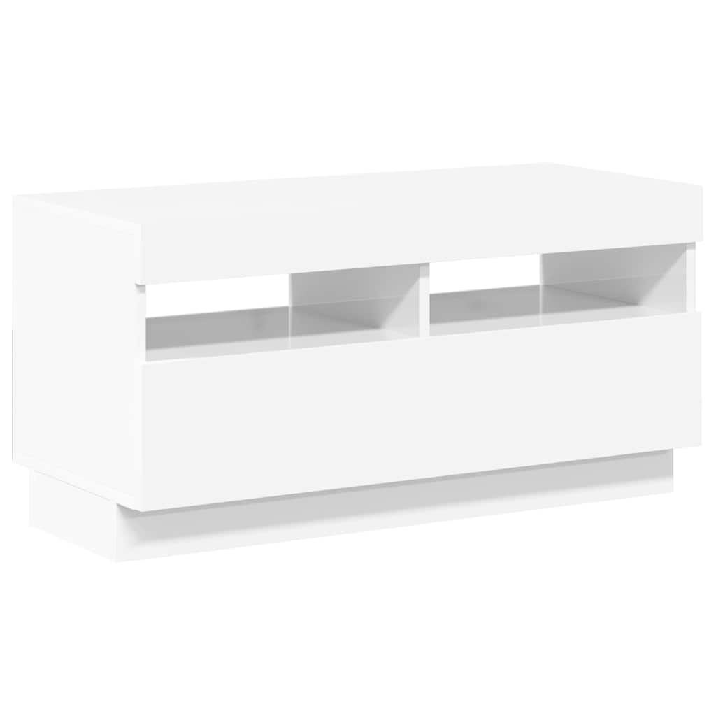 tv-skab med LED-lys 80x35x40 cm hvid højglans