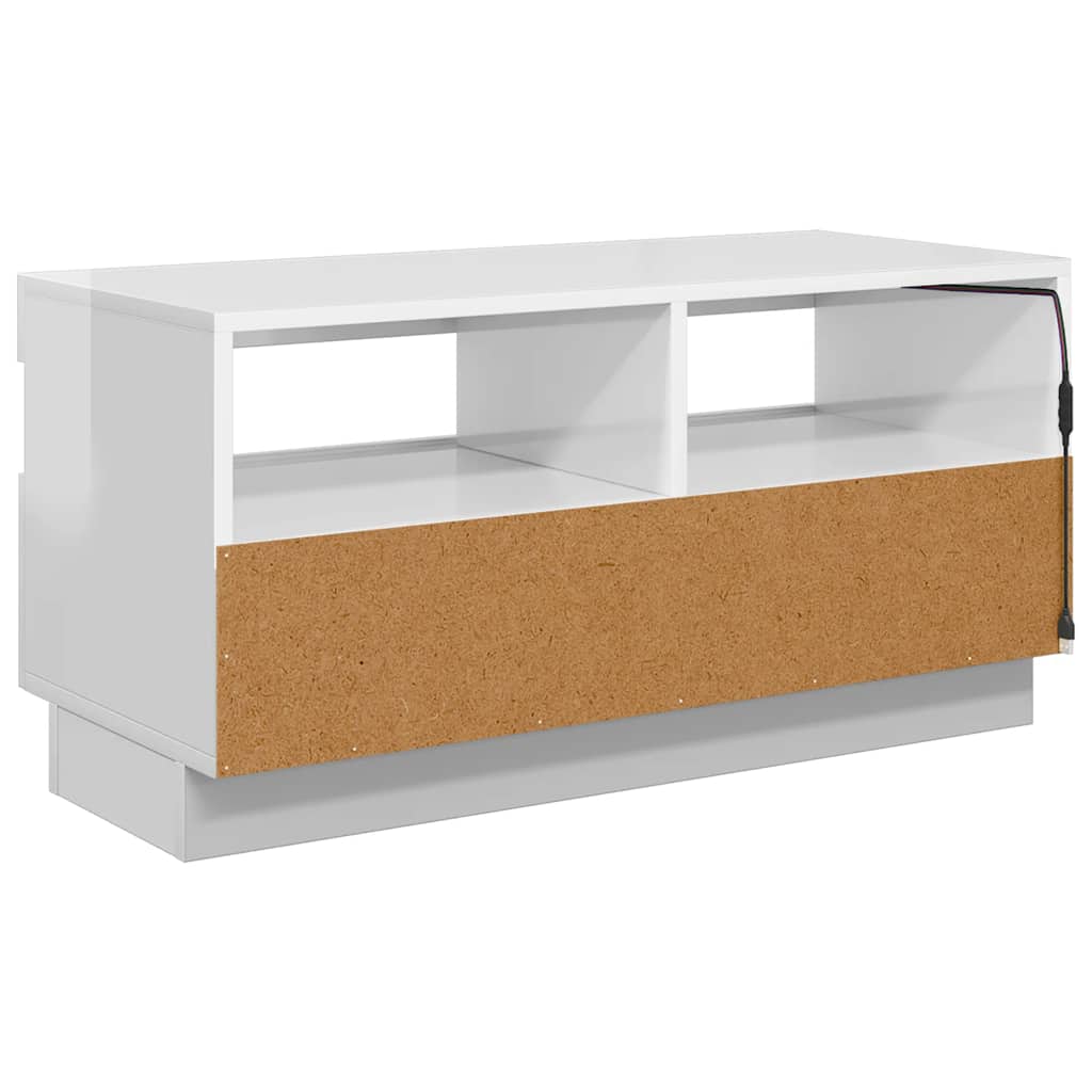 tv-skab med LED-lys 80x35x40 cm hvid højglans