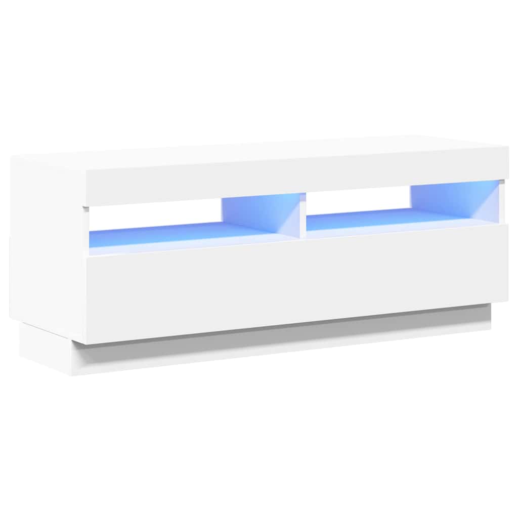 tv-skab med LED-lys 100x35x40 cm hvid