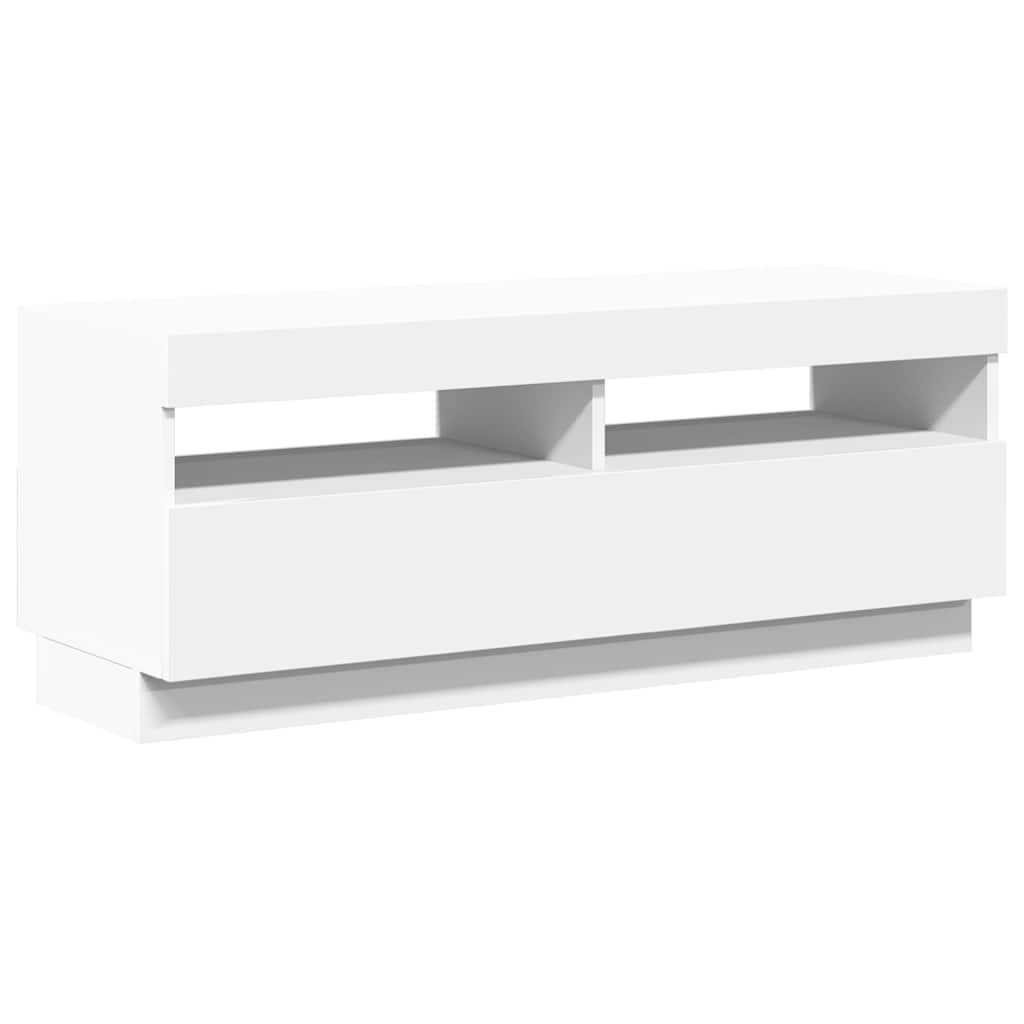 tv-skab med LED-lys 100x35x40 cm hvid