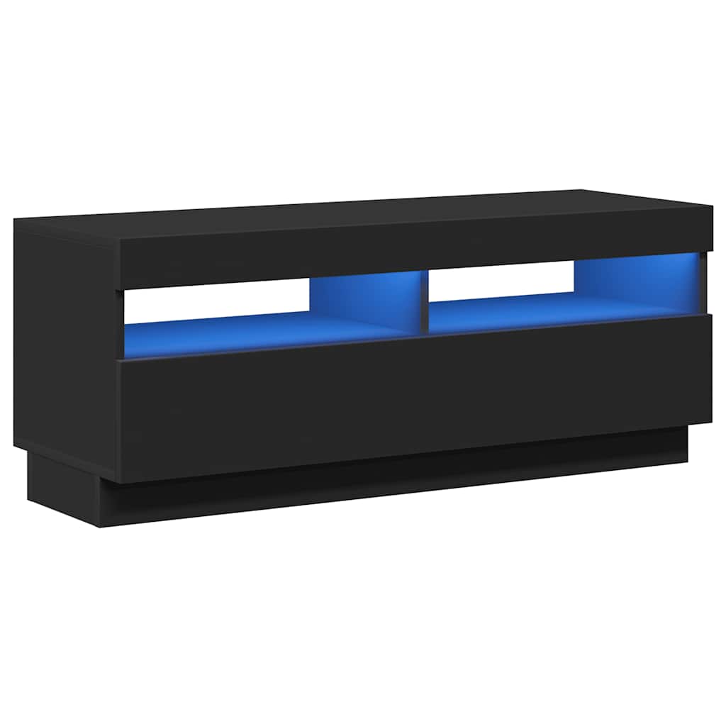 tv-skab med LED-lys 100x35x40 cm sort