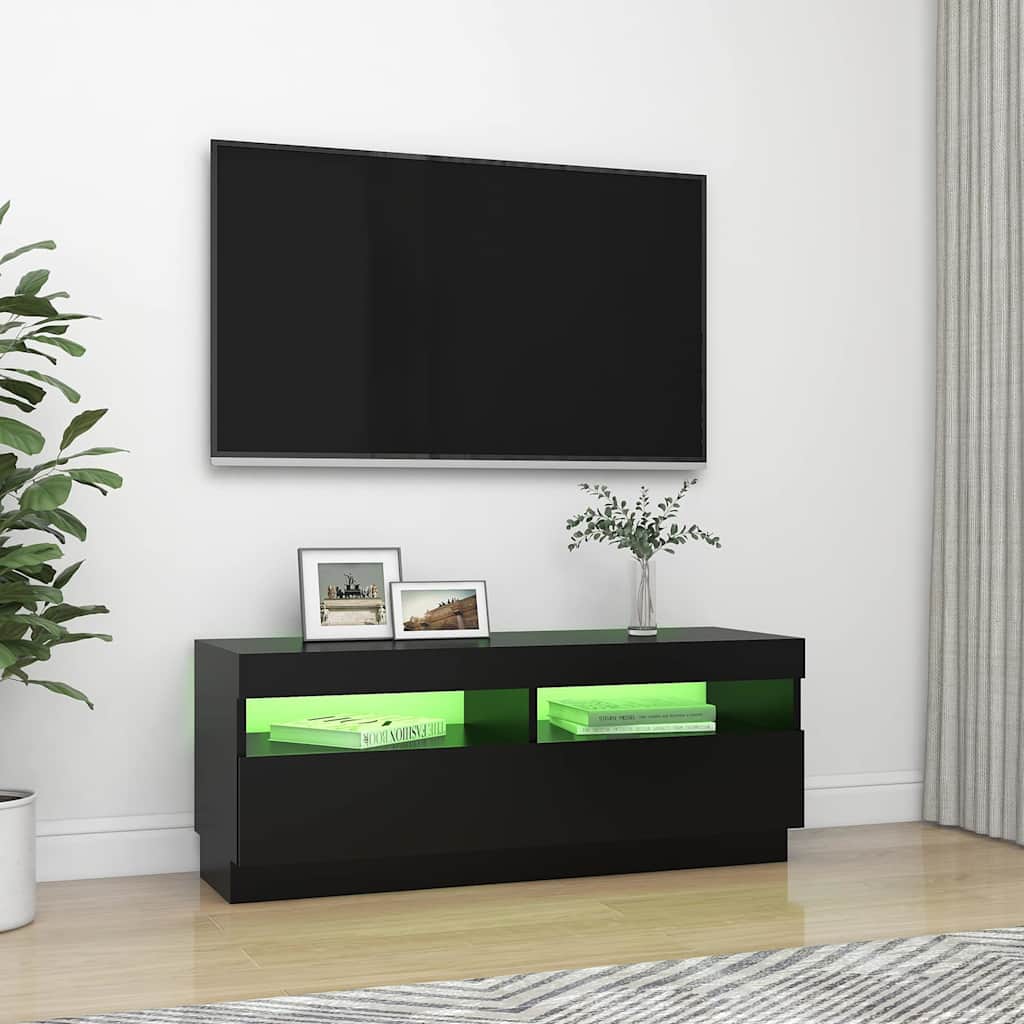tv-skab med LED-lys 100x35x40 cm sort