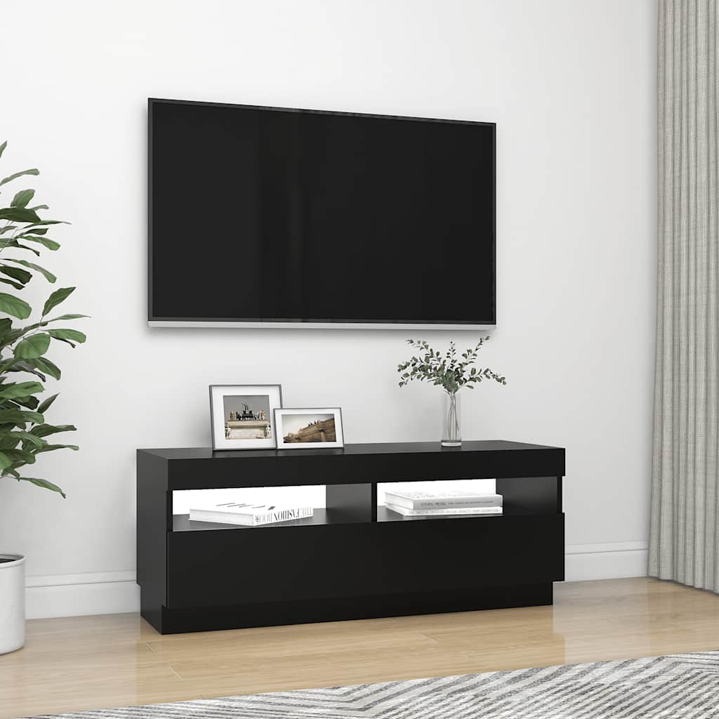tv-skab med LED-lys 100x35x40 cm sort