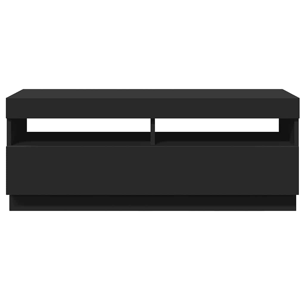 tv-skab med LED-lys 100x35x40 cm sort