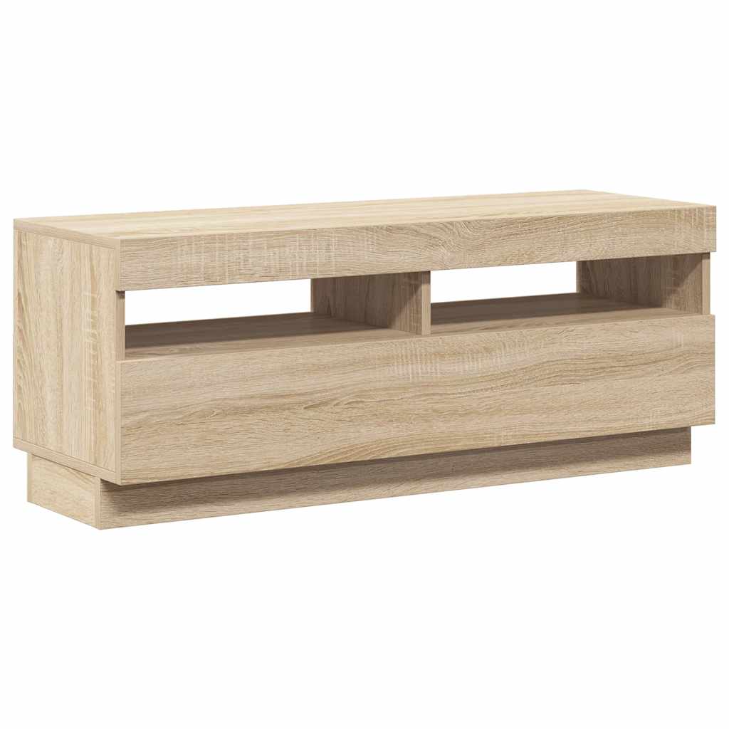 tv-bord med LED-lys 100x35x40 cm sonoma-eg