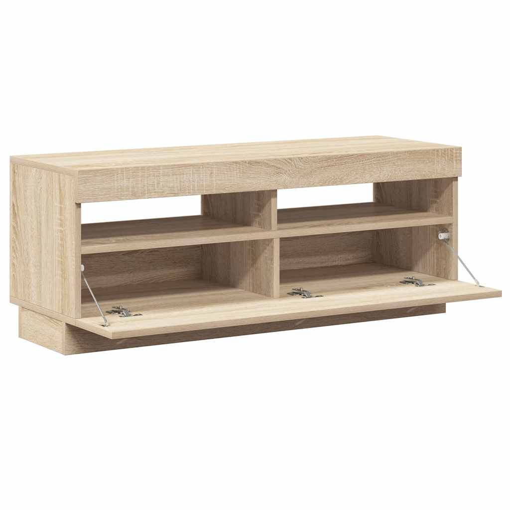 tv-bord med LED-lys 100x35x40 cm sonoma-eg