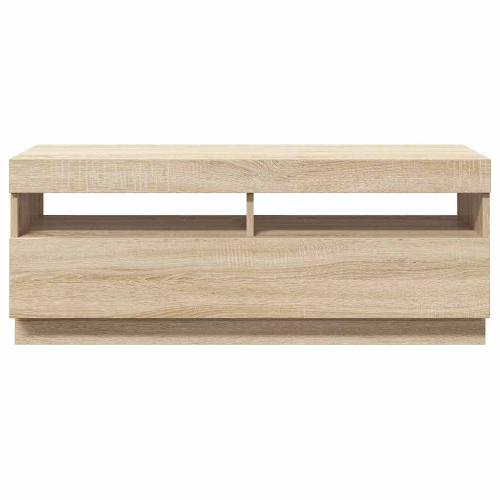 tv-bord med LED-lys 100x35x40 cm sonoma-eg