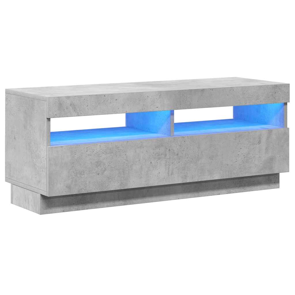 tv-bord med LED-lys 100x35x40 cm betongrå